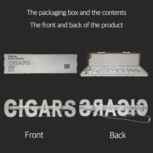 EPL CIGARS WHITE, LED 3G Sparkling Sign, Eye-catching sign, Super Bright, 8"x32", Remote Control & Animated Motion - Shop Business Wall Decor in Kuwait