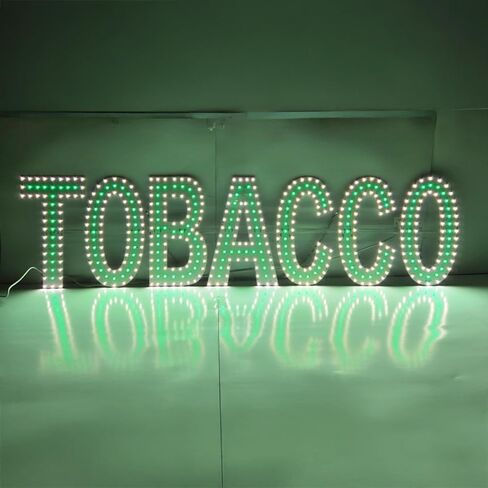 EPL TOBACCO GREEN, LED 3G Sparkling Sign, Eye-catching Sign, Super Bright, 12"x48" Remote, Smoke Shop Storefront Window, Business Wall Decor & Light in Kuwait