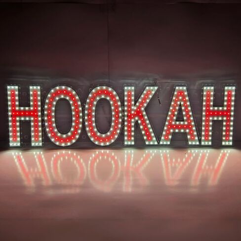 EPL HOOKAH RED, LED 2G Blinking Sign, Eye-catching sign, Super Bright, 8"x30" Remote, Smoke Shop Storefront Window, Business Wall Decor & Light in Kuwait