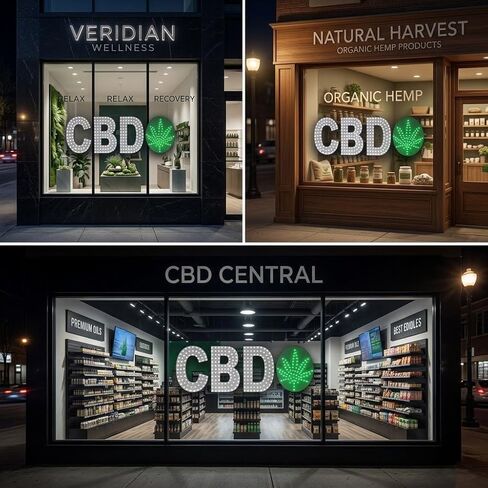 EPL CBD LEAF White Green, LED 3G Sparkling Sign, Eye-Catching, Super Bright, 10"x30" Remote, Cannabis Dispensary Shop, Storefront Window Decor & Business Wall Light, Eco-Friendly High Visibility, Modern Interior Display in Kuwait