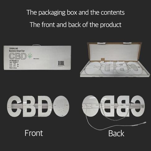 EPL CBD LEAF White Green, LED 3G Sparkling Sign, Eye-Catching, Super Bright, 10"x30" Remote, Cannabis Dispensary Shop, Storefront Window Decor & Business Wall Light, Eco-Friendly High Visibility, Modern Interior Display in Kuwait