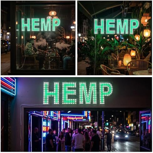 EPL HEMP GREEN, LED 2G Blinking Sign, Eye-Catching, Super Bright, 8"x24", Remote Control & Animated Motion, Cannabis Shop Decor, Dispensary Board in Kuwait
