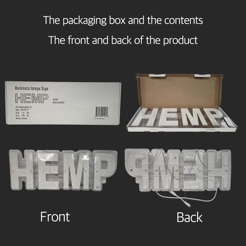 EPL HEMP GREEN, LED 2G Blinking Sign, Eye-Catching, Super Bright, 8"x24", Remote Control & Animated Motion, Cannabis Shop Decor, Dispensary Board in Kuwait