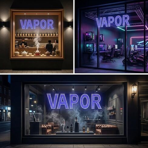 EPL VAPOR BLUE, LED 3G Sparkling Sign, Eye-catching sign, Super Bright, 9"x30" Remote, Smoke Shop Storefront Window, Vape Store Wall Decor & Light in Kuwait