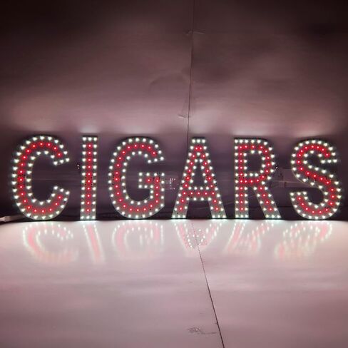 EPL CIGARS RED, LED 3G Sparkling Sign, Eye-catching sign, Super Bright, 8"x32", Remote Control & Animated Motion - Shop Business Wall Decor in Kuwait