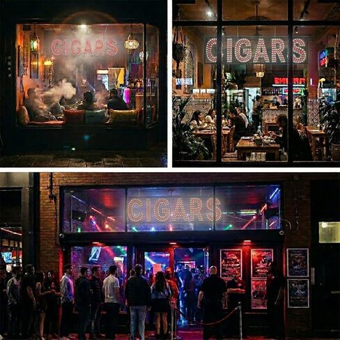 EPL CIGARS RED, LED 3G Sparkling Sign, Eye-catching sign, Super Bright, 8"x32", Remote Control & Animated Motion - Shop Business Wall Decor in Kuwait