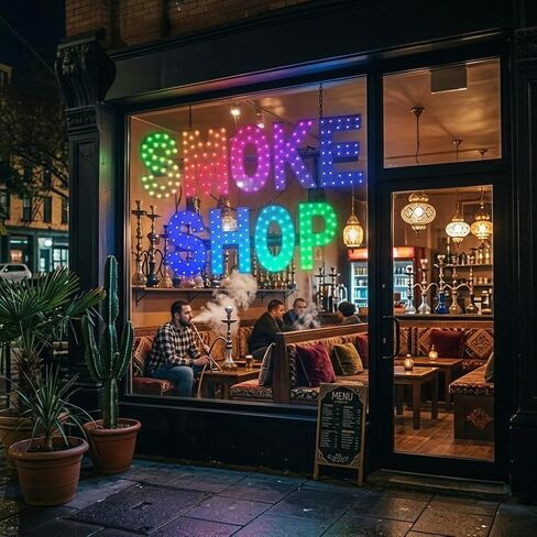 EPL Smoke Shop RGBW Wave, LED 4G Full-color changes sign, Eye-catching sign, Super Bright, 2 Size, Remote, Window Decor (SMALL 15"x24") in Kuwait