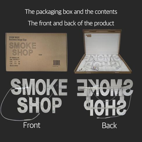 EPL Smoke Shop RGBW Wave, LED 4G Full-color changes sign, Eye-catching sign, Super Bright, 2 Size, Remote, Window Decor (SMALL 15"x24") in Kuwait