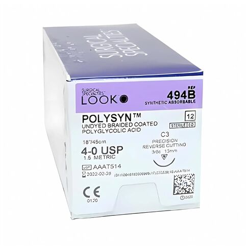 انظر 494B خيوط فيكريل غير مصبوغة ومضفرة وقابلة للامتصاص C3 4/0 18 12/Bx in Kuwait