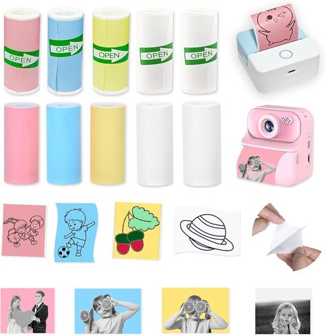 15 Rolls 2-in-1 Mini Praint Paper-9 لفات لزجة و 6 لفات عادية متوافقة مع طابعات M02/T02 (إزالة حامل الورق الداخلي) ، ورق ملصق حراري للصور والقوائم وملاحظات الدراسة و Scrapbooking in Kuwait