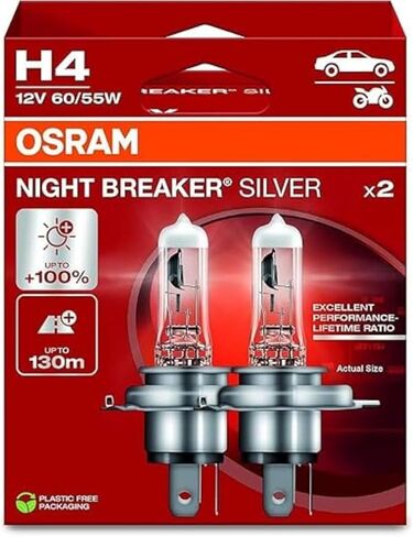 Osram Night Breaker Silver H11 ، +100 ٪ أكثر سطوعًا ، لمبة مصباح الهالوجين ، 64211NBS-2HB ، سيارة 12 فولت ، صندوق معلق (مصباحان) in Kuwait