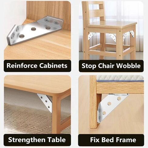 L Brackets for Wood - 12PCS Corner Brackets Universal Stainless Steel Furniture Corner Connector, Metal Angle Bracket Corner Braces for Wood, Small L Bracket for Shelves, Cabinet,Drawer,Chair,Table in Kuwait