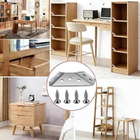 L Brackets for Wood - 12PCS Corner Brackets Universal Stainless Steel Furniture Corner Connector, Metal Angle Bracket Corner Braces for Wood, Small L Bracket for Shelves, Cabinet,Drawer,Chair,Table in Kuwait