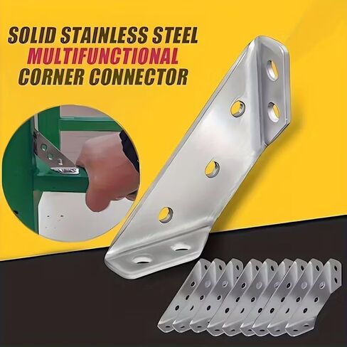 50 Pack Heavy Duty Stainless Steel Corner Brace & L Bracket Kit - 90 Degree Right Angle Joint Support with Screws for Furniture, Shelves, Cabinets, Tables, Chairs, Woodworking Projects in Saudi Arabia