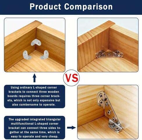 50 Pack Heavy Duty Stainless Steel Corner Brace & L Bracket Kit - 90 Degree Right Angle Joint Support with Screws for Furniture, Shelves, Cabinets, Tables, Chairs, Woodworking Projects in Saudi Arabia