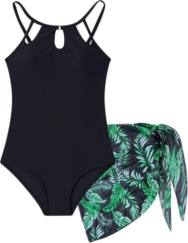 بدلة استحمام للفتيات من ALISISTER مقاس 9-16 مقاس 9-16 ملابس سباحة قطعة واحدة بحزام قابل للتعديل مع غطاء شبكي in Kuwait