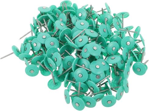 ABOOFAN 200pcs Round Plastic Cap Nail 1. 5inch Roofing Nails Galvanized Paper Tacks for House Wrap Fastening Foam Board Roofing Felt Insulation Film in Saudi Arabia