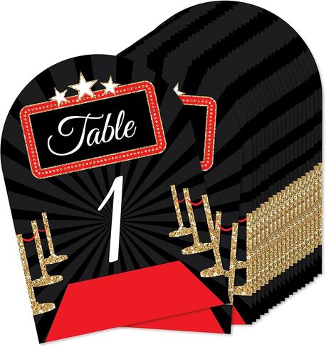 Big Dot of Happiness Red Carpet - Movie Night Party Double-Sided 5 x 7 inches Cards - Table Numbers - 1-20 in Saudi Arabia