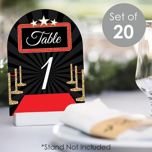 Big Dot of Happiness Red Carpet - Movie Night Party Double-Sided 5 x 7 inches Cards - Table Numbers - 1-20 in Saudi Arabia