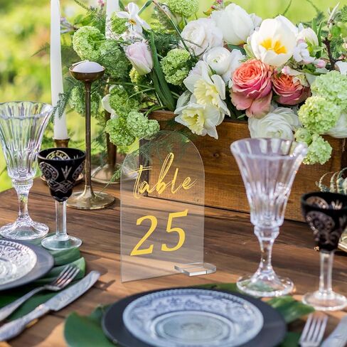 30 Pcs Acrylic Table Numbers 1-30, Gold Printed Table Signs for Wedding Reception Clear Arch Number Sign Centerpiece Decor for Event Party Restaurant 5.7x3.7 Inch in Saudi Arabia