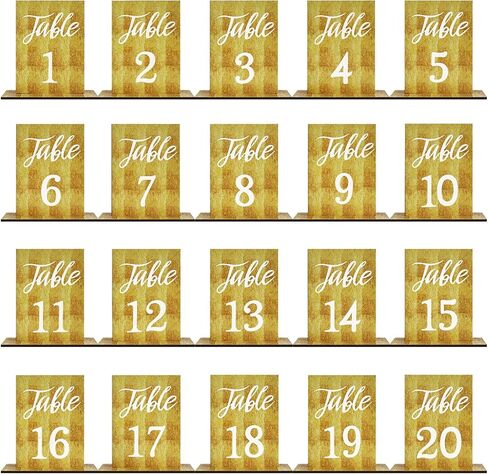 20 Pcs Wedding Wooden Table Numbers with Wooden Base for Wedding Reception Decorations, Rustic Tables Number Signs, Wood Markers For Party, Restaurant in Saudi Arabia