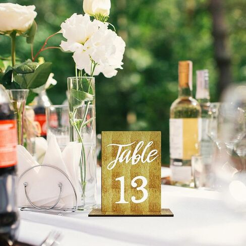20 Pcs Wedding Wooden Table Numbers with Wooden Base for Wedding Reception Decorations, Rustic Tables Number Signs, Wood Markers For Party, Restaurant in Saudi Arabia