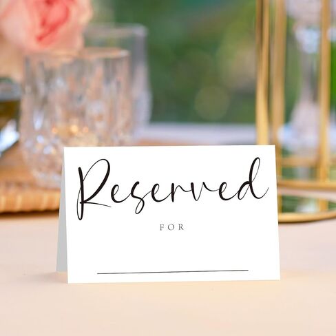 40pcs Reserved Table Signs with Name Line 4x6in Reserved Seating Sign Double Sided White Table Tent Reservation Card for Wedding Celebration Party Engagement Anniversary Rehearsal Dinner Restaurant in Saudi Arabia