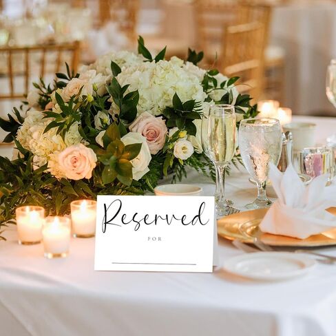 40pcs Reserved Table Signs with Name Line 4x6in Reserved Seating Sign Double Sided White Table Tent Reservation Card for Wedding Celebration Party Engagement Anniversary Rehearsal Dinner Restaurant in Saudi Arabia