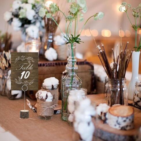 بطاقات أرقام الطاولة الريفية 1-25 مع حاملات مقاس 5×7 بوصة مزدوجة الجوانب 26 قطعة من حاملات لافتات الطاولة الخشبية لحفلات الزفاف وحفلات أعياد الميلاد والأحداث المركزية in Kuwait