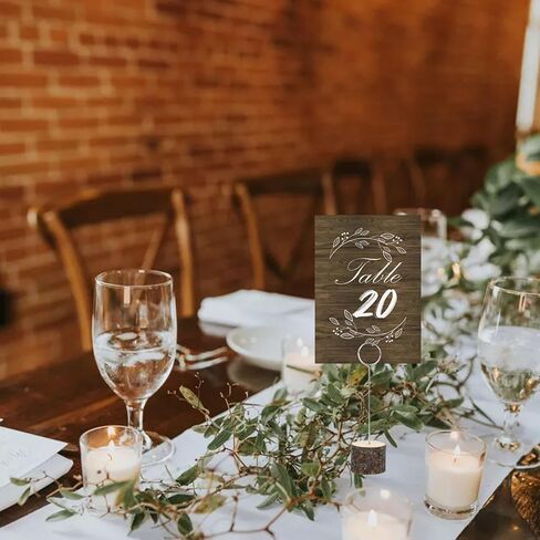 بطاقات أرقام الطاولة الريفية 1-25 مع حاملات مقاس 5×7 بوصة مزدوجة الجوانب 26 قطعة من حاملات لافتات الطاولة الخشبية لحفلات الزفاف وحفلات أعياد الميلاد والأحداث المركزية in Kuwait