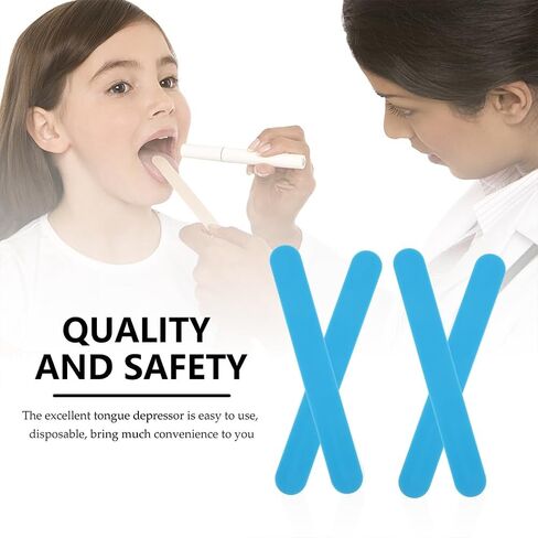 POPETPOP 25 Pack Tongue Depressors, Sturdy Plastic Tongue Scrapers for Oral Cavity Diagnostic, Reusable Flavored Depressors with Smooth Edge for Medical Laboratory Use (Blue) in Kuwait
