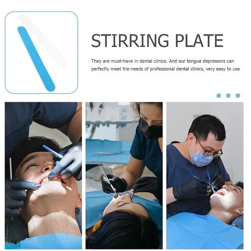 POPETPOP 25 Pack Tongue Depressors, Sturdy Plastic Tongue Scrapers for Oral Cavity Diagnostic, Reusable Flavored Depressors with Smooth Edge for Medical Laboratory Use (Blue) in Kuwait