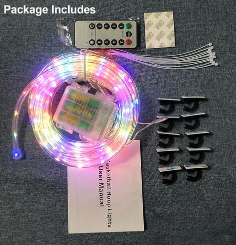 LED Basketball Hoop Lights, 18ft LED Basketball Rim Light for Basketball Lovers Waterproof 8 Modes Multicolor for Playing at Night Outdoors in Kuwait