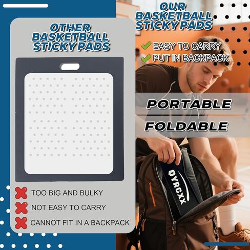 سجادة لاصقة محمولة لكرة السلة والكرة الطائرة - 60 ورقة جر، قابلة للطي، قابلة لإعادة الاستخدام، لوح جر غير قابل للانزلاق لتعزيز قبضة أحذية الملعب، مثالية للأرضيات الصلبة - بساط جر للملاعب الرياضية in Kuwait