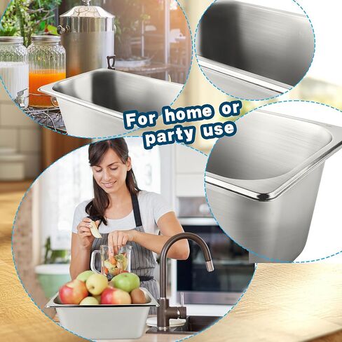 12 Pcs 1/3 Size 6 Inch Deep Restaurant Hotel Pan 201 Gauge Stainless Steel Steam Table Pan Commercial Catering Food Trays Warming Pans for Food Hotel Buffet in Kuwait