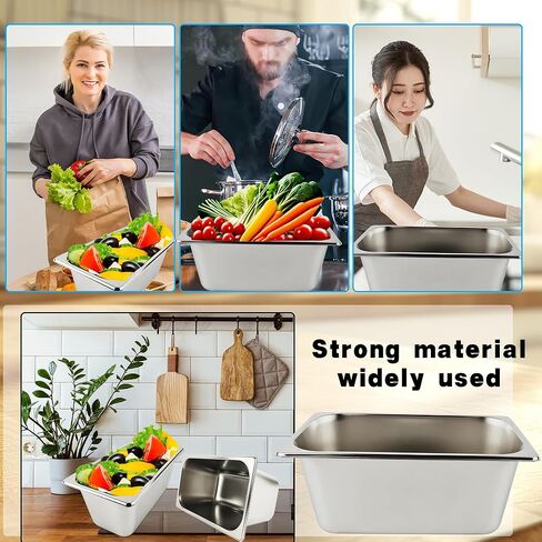 12 Pcs 1/3 Size 6 Inch Deep Restaurant Hotel Pan 201 Gauge Stainless Steel Steam Table Pan Commercial Catering Food Trays Warming Pans for Food Hotel Buffet in Kuwait