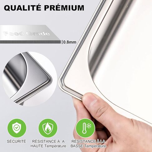 4 عبوات من مقلاة الفندق المصنوعة من الفولاذ المقاوم للصدأ مقاس 1/1 مقاس كامل × 4 بوصات مقلاة طاولة بخار عميقة بسمك 0.8 مم مع غطاء مضاد للمربى، باخرة من الفولاذ المقاوم للصدأ مقاس 20.8 × 12.8 × 4 بوصة لبوفيه مطعم الفندق in Kuwait