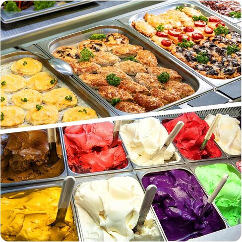 4 عبوات من مقلاة الفندق المصنوعة من الفولاذ المقاوم للصدأ مقاس 1/1 مقاس كامل × 4 بوصات مقلاة طاولة بخار عميقة بسمك 0.8 مم مع غطاء مضاد للمربى، باخرة من الفولاذ المقاوم للصدأ مقاس 20.8 × 12.8 × 4 بوصة لبوفيه مطعم الفندق in Kuwait