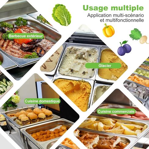 4 عبوات من مقلاة الفندق المصنوعة من الفولاذ المقاوم للصدأ مقاس 1/1 مقاس كامل × 4 بوصات مقلاة طاولة بخار عميقة بسمك 0.8 مم مع غطاء مضاد للمربى، باخرة من الفولاذ المقاوم للصدأ مقاس 20.8 × 12.8 × 4 بوصة لبوفيه مطعم الفندق in Kuwait