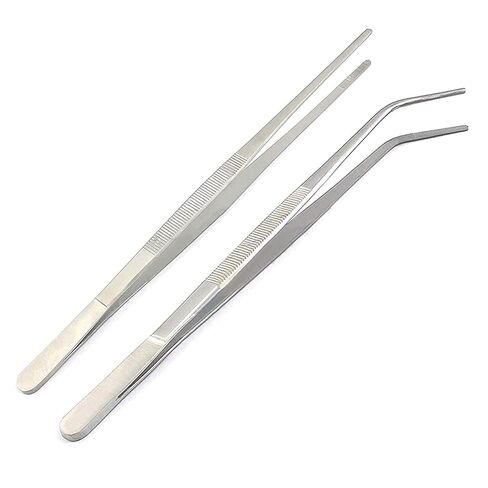 Stainless Steel Straight and Curved Nippers Tweezers Feeding Tongs for Reptile Snakes Lizards Spider(Silver) 2pcs by G.S Online Store in Saudi Arabia