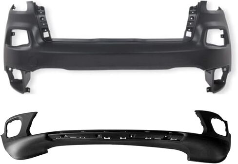 Front Bumper Cover Compatible with 2007-2018 Jeep Wrangler JK - Fits Rubicon, Sahara, Sport & Unlimited Models - Replaces OE # 1FN67RXFAA, CH1000900 - With Fog Light & Tow Hook Holes in Kuwait