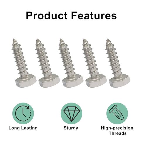 50 Sets 1/4" x 1" Heavy Duty Lag Bolts, 304 Stainless Steel Bolts Partial Thread Screws, Silver Oxide Lag Wood Screws for Construction/Home Improvement in Saudi Arabia