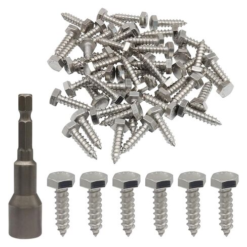 50 Sets 1/4" x 1" Heavy Duty Lag Bolts, 304 Stainless Steel Bolts Partial Thread Screws, Silver Oxide Lag Wood Screws for Construction/Home Improvement in Saudi Arabia