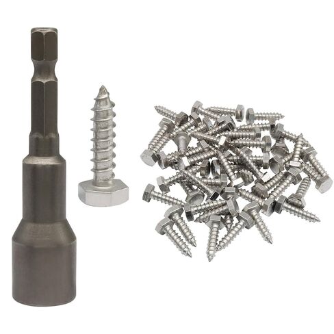 50 Sets 1/4" x 1" Heavy Duty Lag Bolts, 304 Stainless Steel Bolts Partial Thread Screws, Silver Oxide Lag Wood Screws for Construction/Home Improvement in Saudi Arabia
