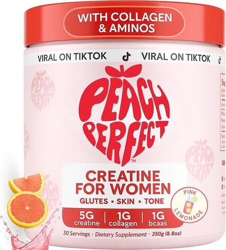 Peach Perfect Creatine Blend for Women – Micronized Creatine Monohydrate with BCAA & Collagen for Glute Strength Support – Pink Lemonade – 30 Servings in Saudi Arabia