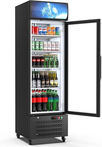 ETL & DOE Certified Commercial Beverage Refrigerator, Commercial Display Fridge with Glass Door, Upright Merchandiser Refrigerator Cooler with Front LED Light for Stores, Restaurant, Office in Saudi Arabia