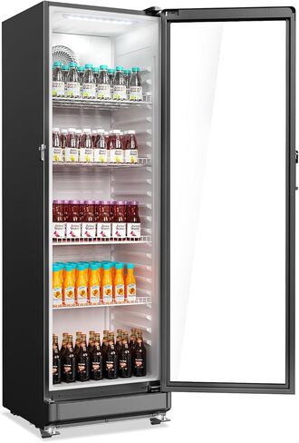 ROVSUN 8 Cu.Ft Commercial Refrigerator Display Refrigerator ETL NSF Certified, Slim Commercial Beverage Cooler Glass Door Merchandiser Drink Fridge w/Adjustable Shelves LED Light for Bar Restaurant in Kuwait