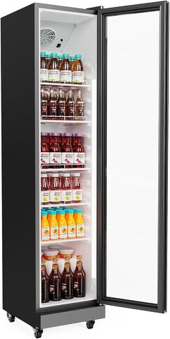 ROVSUN 8 Cu.Ft Commercial Refrigerator Display Refrigerator ETL NSF Certified, Slim Commercial Beverage Cooler Glass Door Merchandiser Drink Fridge w/Adjustable Shelves LED Light for Bar Restaurant in Saudi Arabia