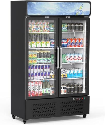 13.4 Cu.Ft Commercial Merchandiser Refrigerator, Commercial Refrigerators With Glass Door and Soft Led Light, Display Refrigerator Upright Fridge With 3 Adjustable Shelves for Shop, Restaurant, White in Saudi Arabia