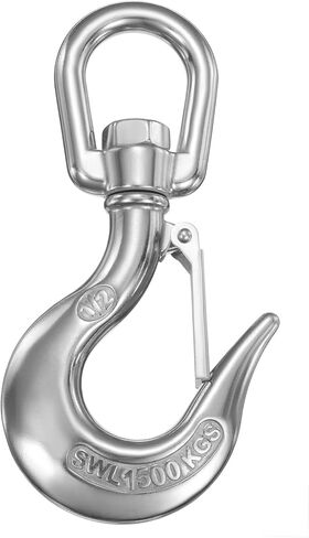 uxcell 5/16" Slip Hook, 316 Stainless Steel Swivel Lifting Hook 1433 lbs Capacity Rotatable Chain Clevis Hooks Safety Chain Hooks for Crane, Fishing Boat, Port Transportation in Saudi Arabia